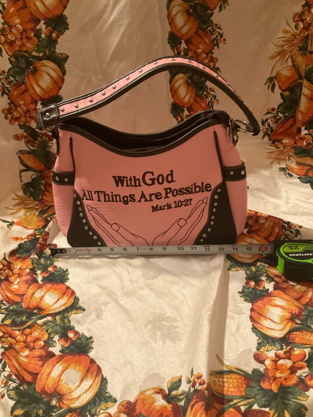 Montana West Pink and Brown Shoulder Bag - With God All Things Are Possible - Picture 9 of 12